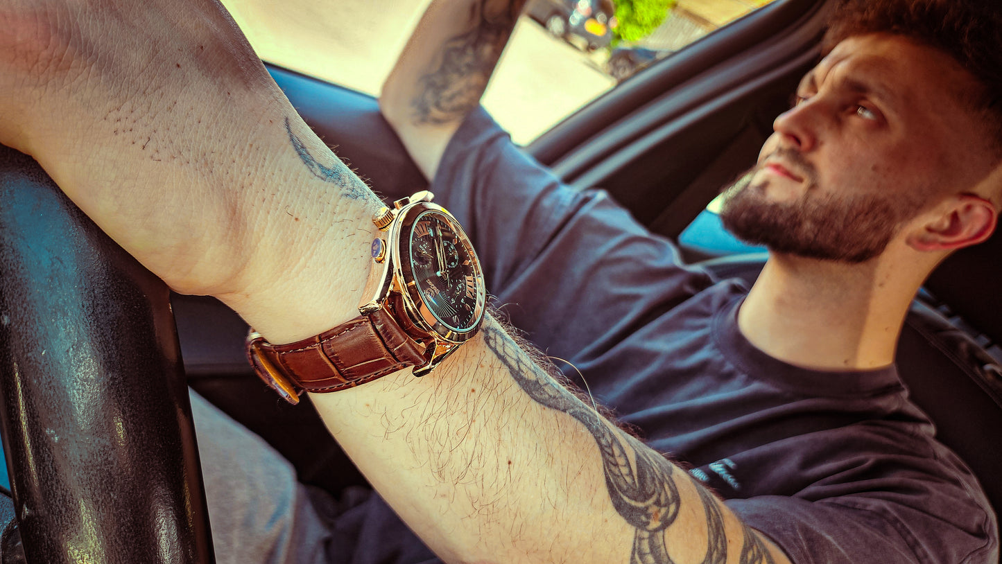 DaGeo Concept Premium Men’s Quartz Watch – Cowhide Leather Strap, Luminous Hands, Waterproof 40mm Fashion Watch