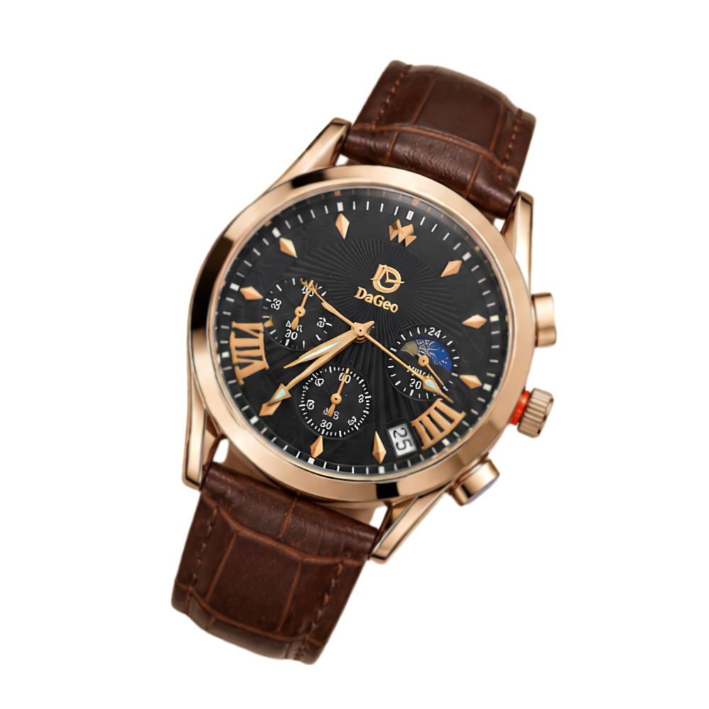 DaGeo Concept Premium Men’s Quartz Watch – Cowhide Leather Strap, Luminous Hands, Waterproof 40mm Fashion Watch