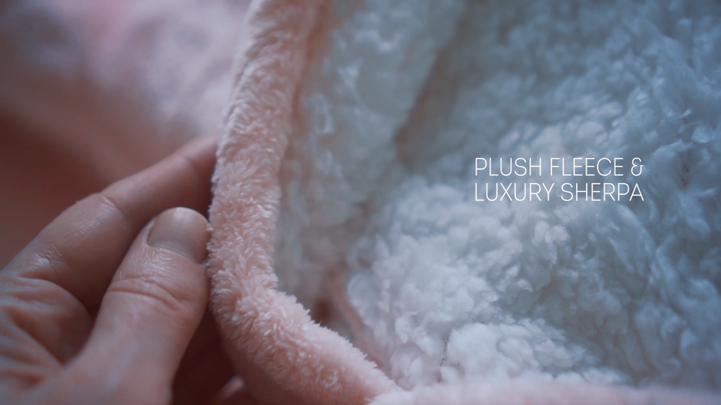 Moonlight Grey Wearable Hooded Blanket - Super Soft Flannel & Sherpa Fleece with Waterproof Lining & Zippered Pocket