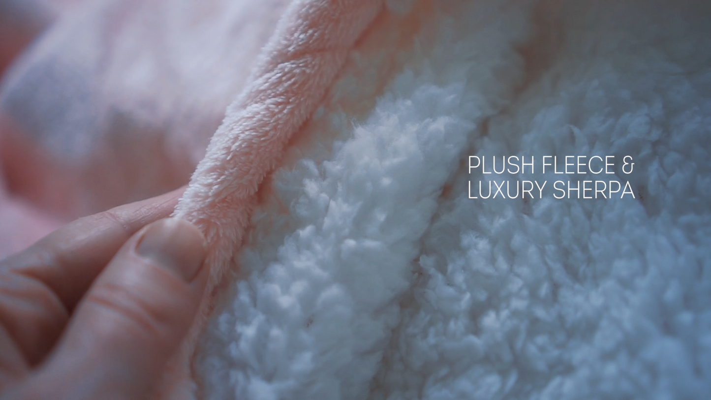 Moonlight Grey Wearable Hooded Blanket - Super Soft Flannel & Sherpa Fleece with Waterproof Lining & Zippered Pocket