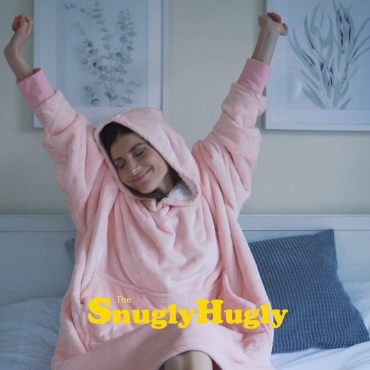 Moonlight Pink Wearable Hooded Blanket - Super Soft Flannel & Sherpa Fleece with Waterproof Lining & Zippered Pocket