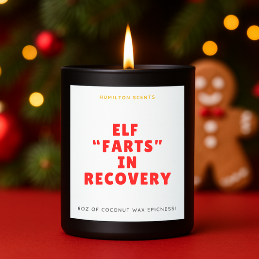Elf "Farts" in Recovery Candle – Christmas Candle, Gift, Festive Scented, Coconut Wax