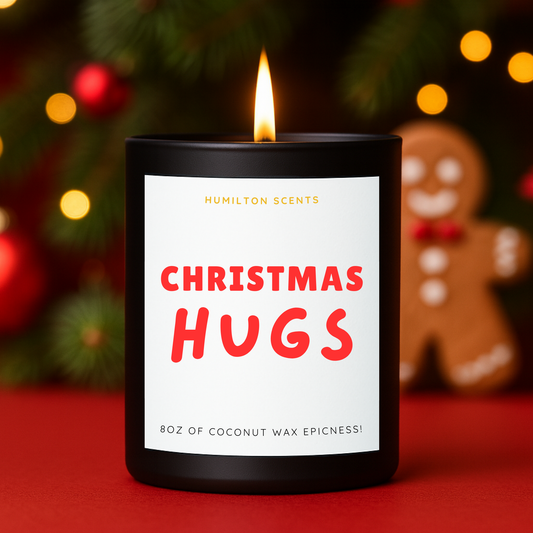 Christmas HUGS Candle – Funny Christmas, Gift, Festive Scented, Coconut Wax