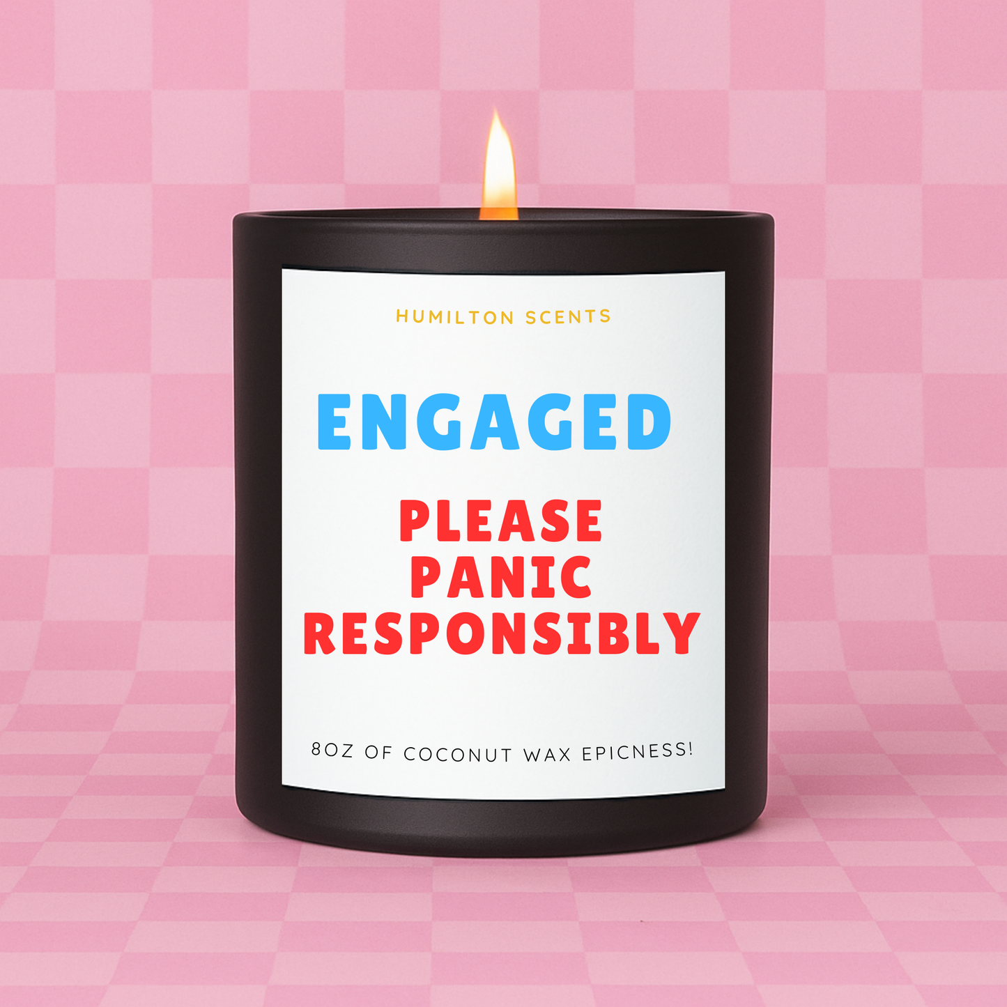 Engaged: Please Panic Responsibly Candle – Funny Engagement Gift, Wedding, Personalised